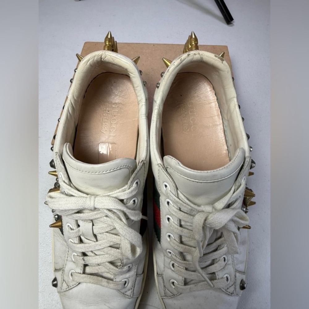 Gucci Sneakers White with Web and Studs Sz 7.5 G / US 8.5 - Picture 6 of 14